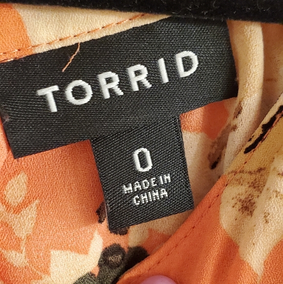 Torrid size 0 orange, cream, green  flowy tank top - Picture 3 of 4